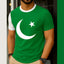 Green Contrast Neck Style CT Big Printed R-Neck Half Sleeve Azadi Tshirt. D-49