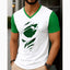 White Contrast Style 3D Flag Printed V-Neck Half Sleeve Azadi Tshirt. D-49