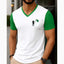 White Contrast Style Hold Flag Logo Printed V-Neck Half Sleeve Azadi Tshirt. D-49