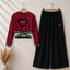 Maroon Heart-Love Printed Crop-Top Elastic Waisted & Cargo Trouser Style 2-Pcs Summer Tracksuit. D-1