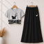 Grey Butterfly Printed Crop-Top Elastic Waisted & Cargo Trouser Style 2-Pcs Summer Tracksuit. D-2.3