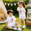 White I Love D+M Kids Hooded Style 2-Pcs Summer Suit. (HOTS+SH)