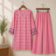 Trendy Neck Peach Contrast Thread Embroidery Style Long 2-Pcs Stiched Suit. V3