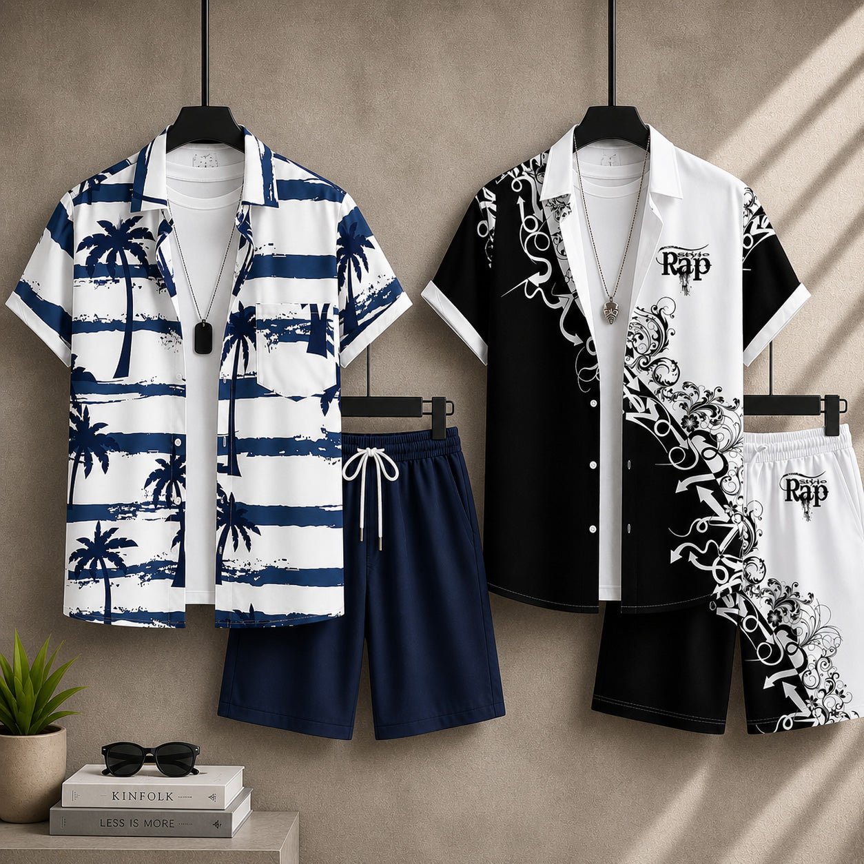 Bundle Of 2 All-Over 3D Printed Dry-Fit 2-Pcs Summer Suit. MS3D-04+06 Main image