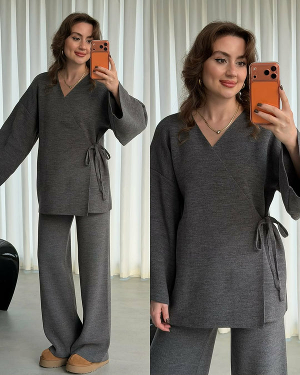 Overlap Gown Style 3-Pcs Winter Co-Ord Set. WWTS-24 V2