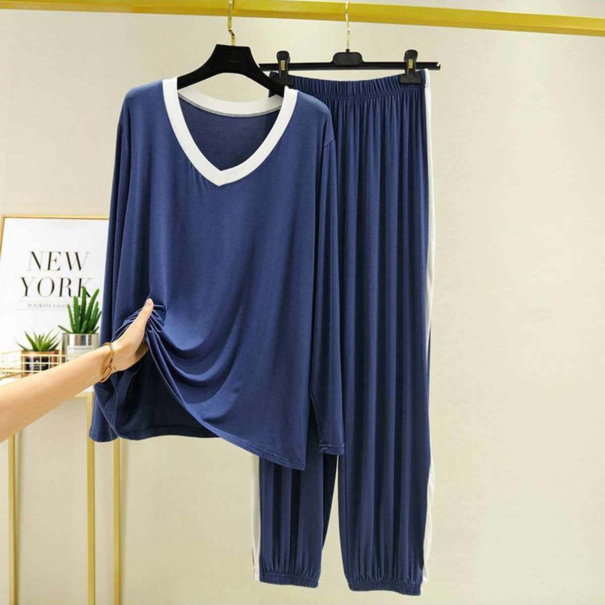 Contrast Neck-Style 2-Pcs Lounge And Night Wear Suit. WLW-10
