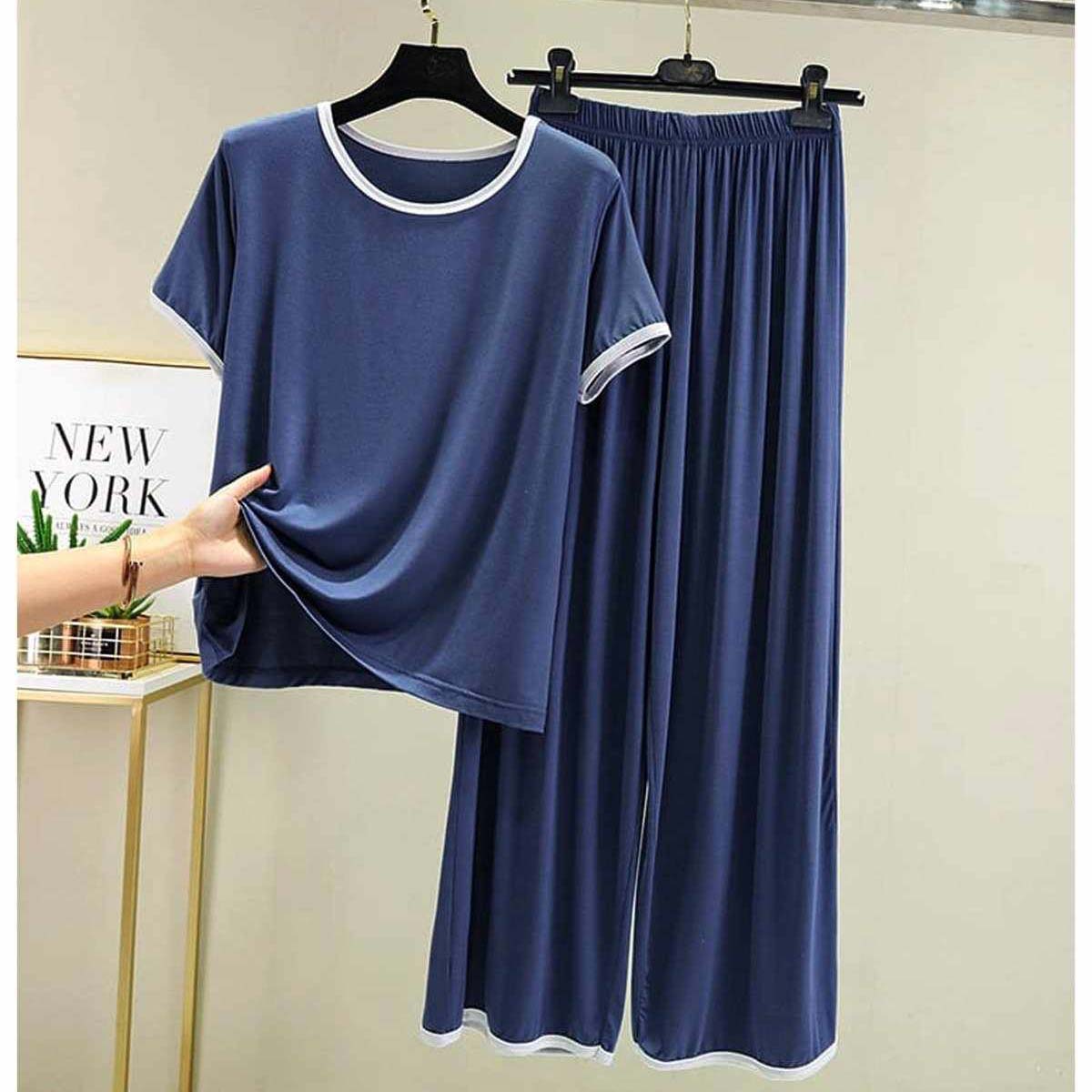 Contrast Tape-Style 2-Pcs Lounge And Night Wear Suit. WLW-07 Secondary image