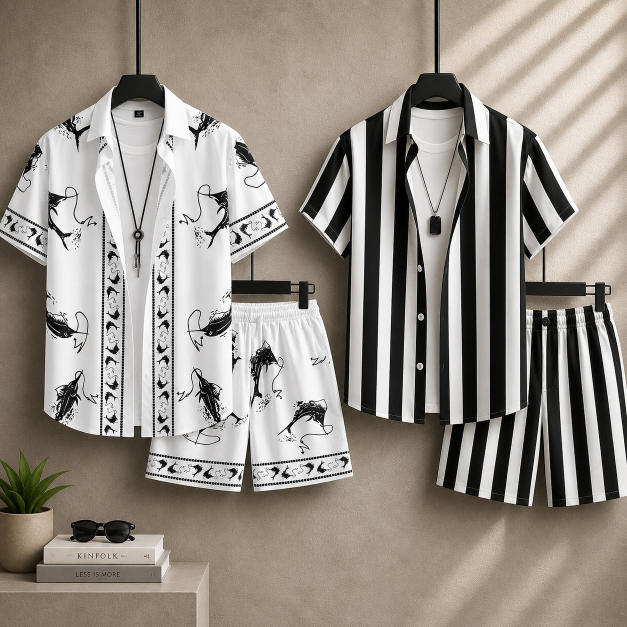 Bundle Of 2 All-Over 3D Printed Dry-Fit 2-Pcs Summer Suit. MS3D-11+12 Main image
