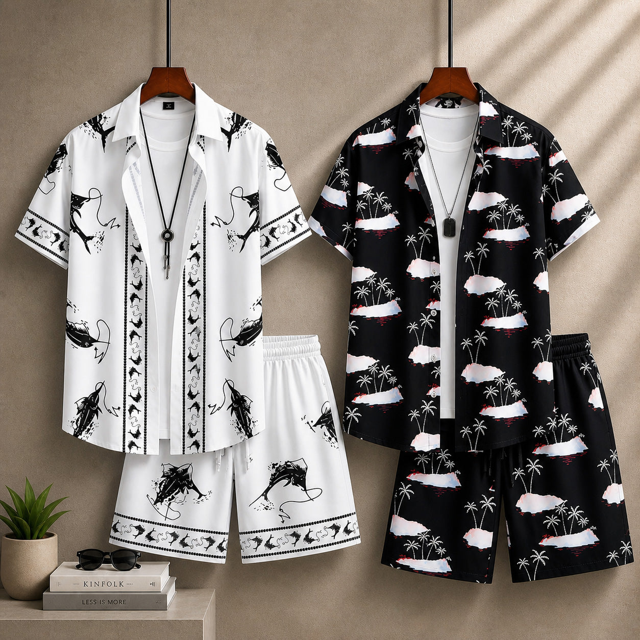 Bundle Of 2 All-Over 3D Printed Dry-Fit 2-Pcs Summer Suit. MS3D-11+35 Main image