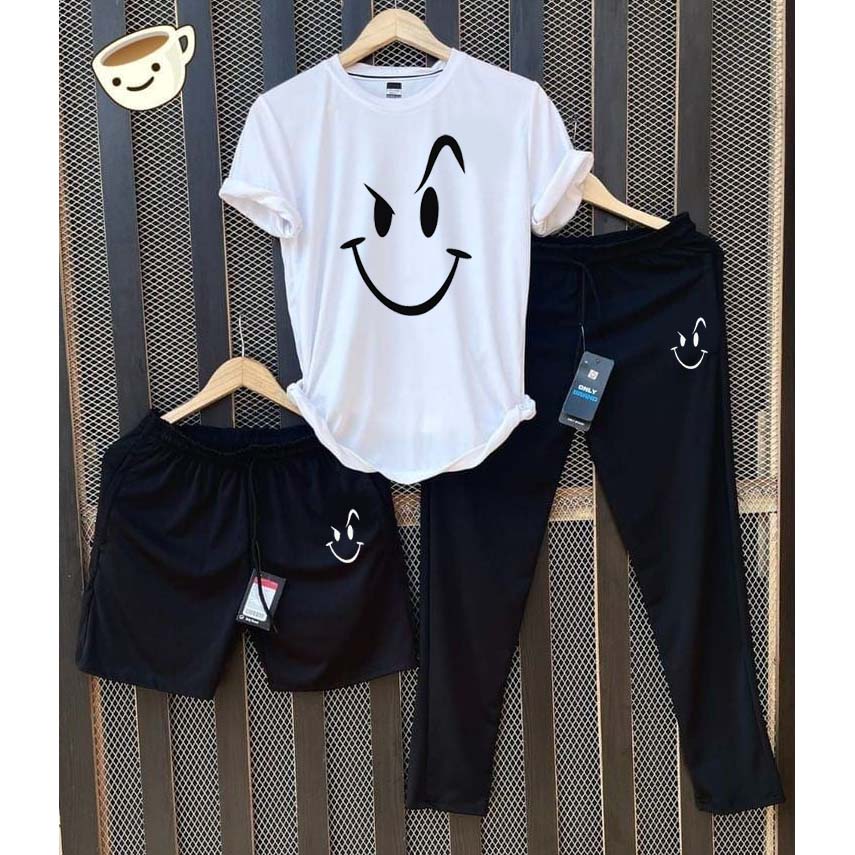 White Naughty-Smile Bundle Of 3 Dry-Fit Premium Quality Summer Suit. Main image