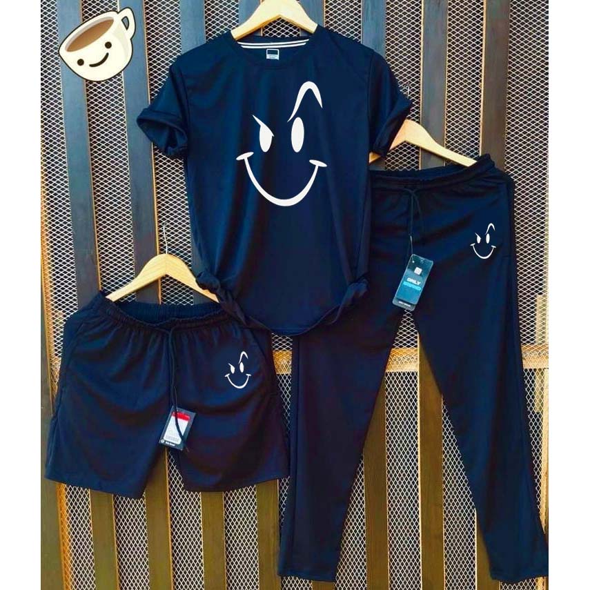 Blue Naughty-Smile Bundle Of 3 Dry-Fit Premium Quality Summer Suit. Main image
