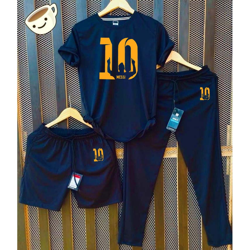 Blue Messi-10 Bundle Of 3 Dry-Fit Premium Quality Summer Suit. Main image