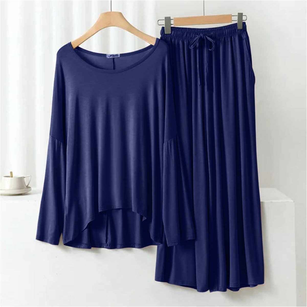 Navy Plazo-Style 2-Pcs Lounge And Night Wear Suit. WLW-08 Main image