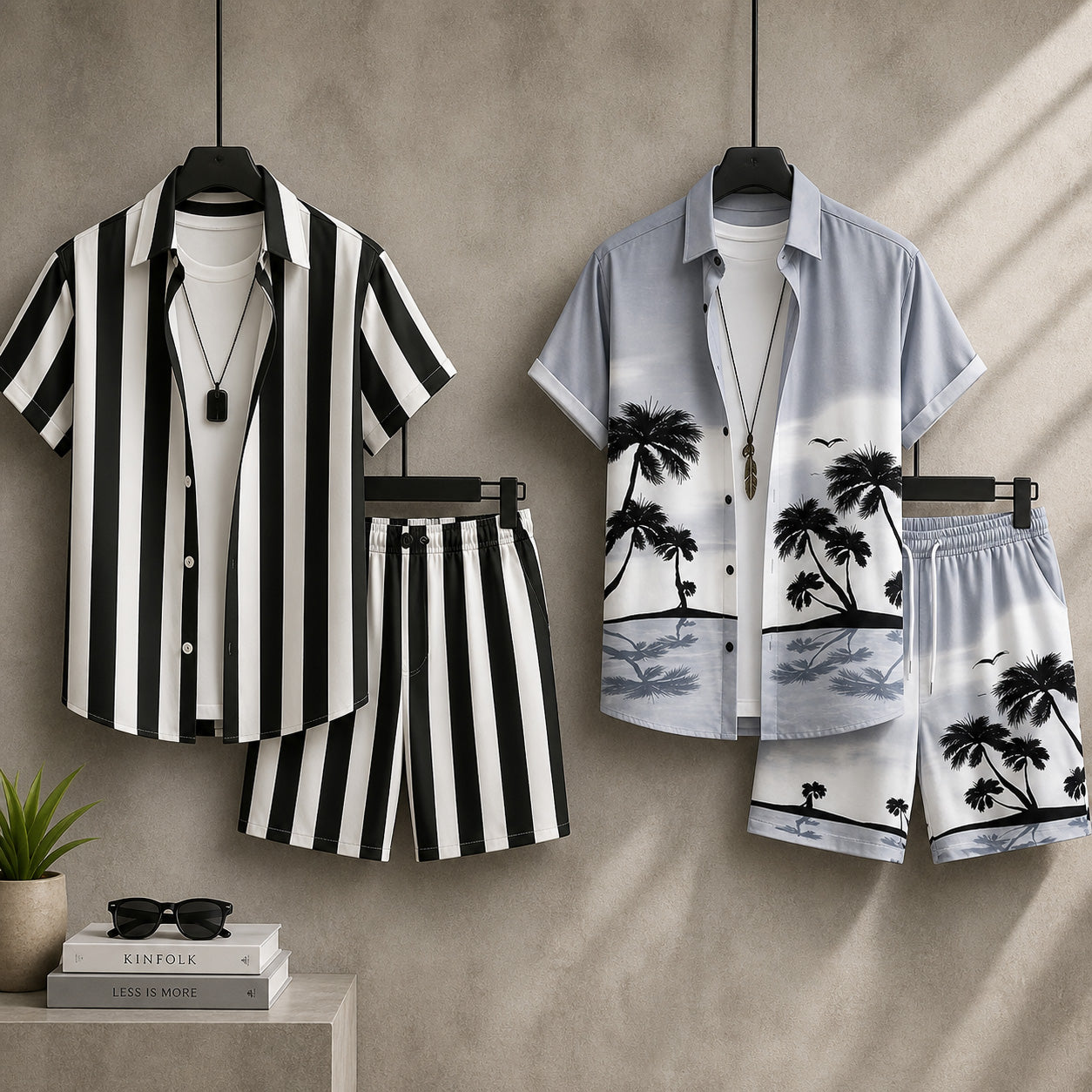 Bundle Of 2 All-Over 3D Printed Dry-Fit 2-Pcs Summer Suit. MS3D-12+05 Main image
