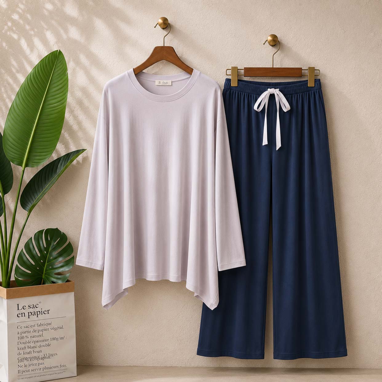 Contrast-Style 2-Pcs Lounge And Night Wear Suit. WLW-12 Secondary image