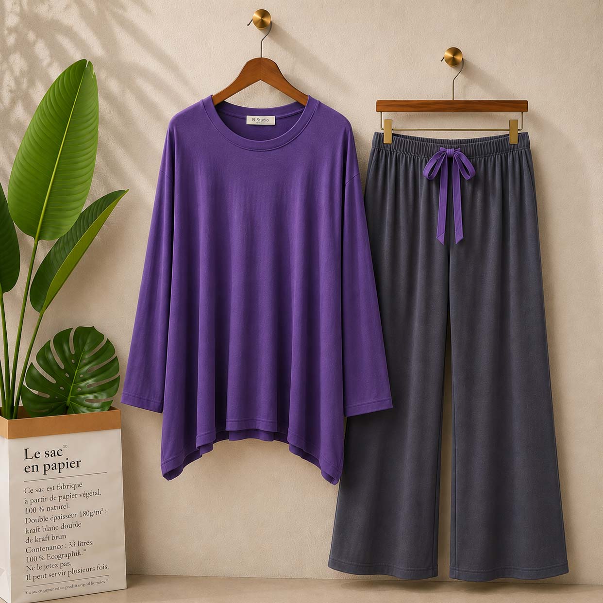 Contrast-Style 2-Pcs Lounge And Night Wear Suit. WLW-12 Main image