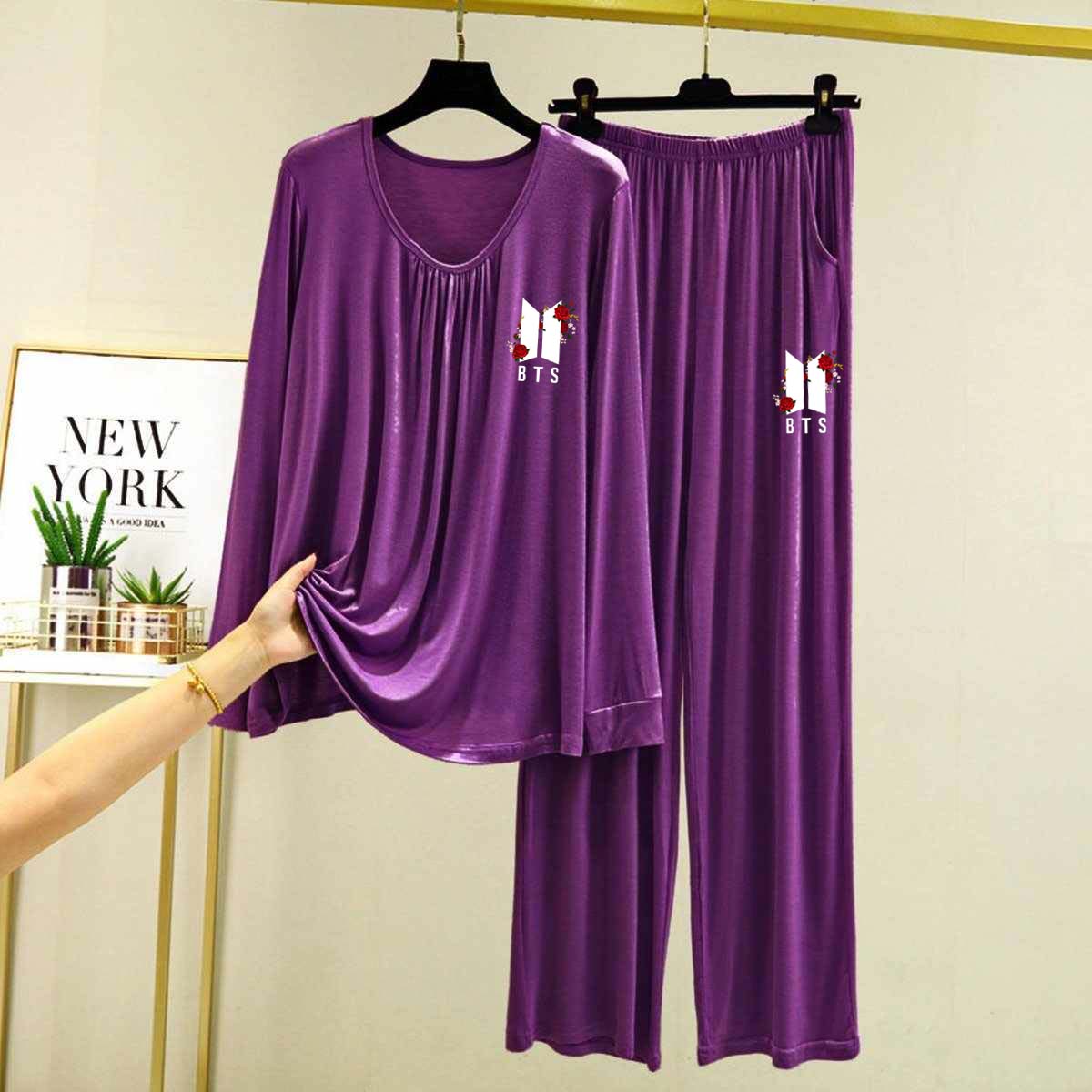Neck Geadar-Style Logo-Printed 2-Pcs Lounge And Night Wear Suit. WLW-14 Secondary image