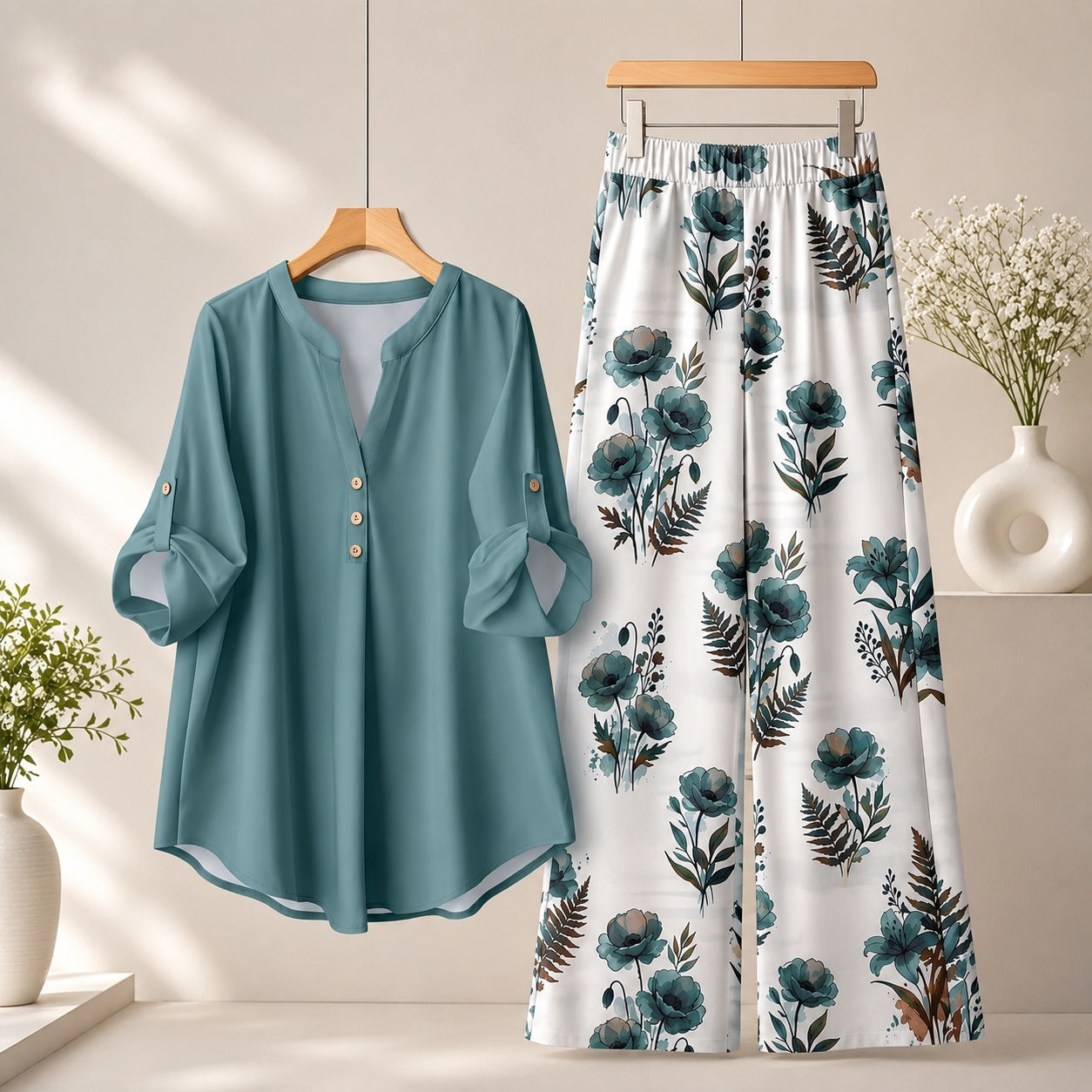 Binara Printed Western Shirt Style Stitched Co-Ord Set! PCS# 23 Dress Code Main image