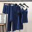 Blue Imported Lace Style Complete 5-Pcs Silk Nightsuit.