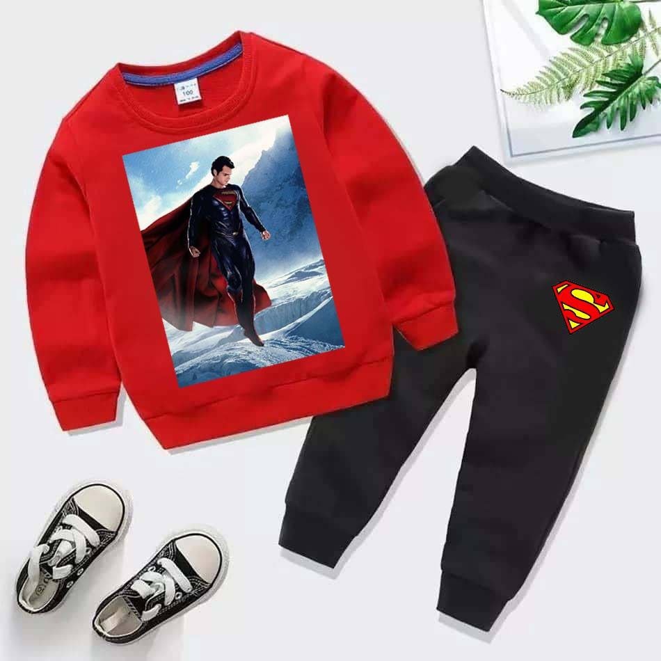 Kids Super Man Printed Sweat-Shirt Style 2-Pcs Winter Track-Suit. Secondary image