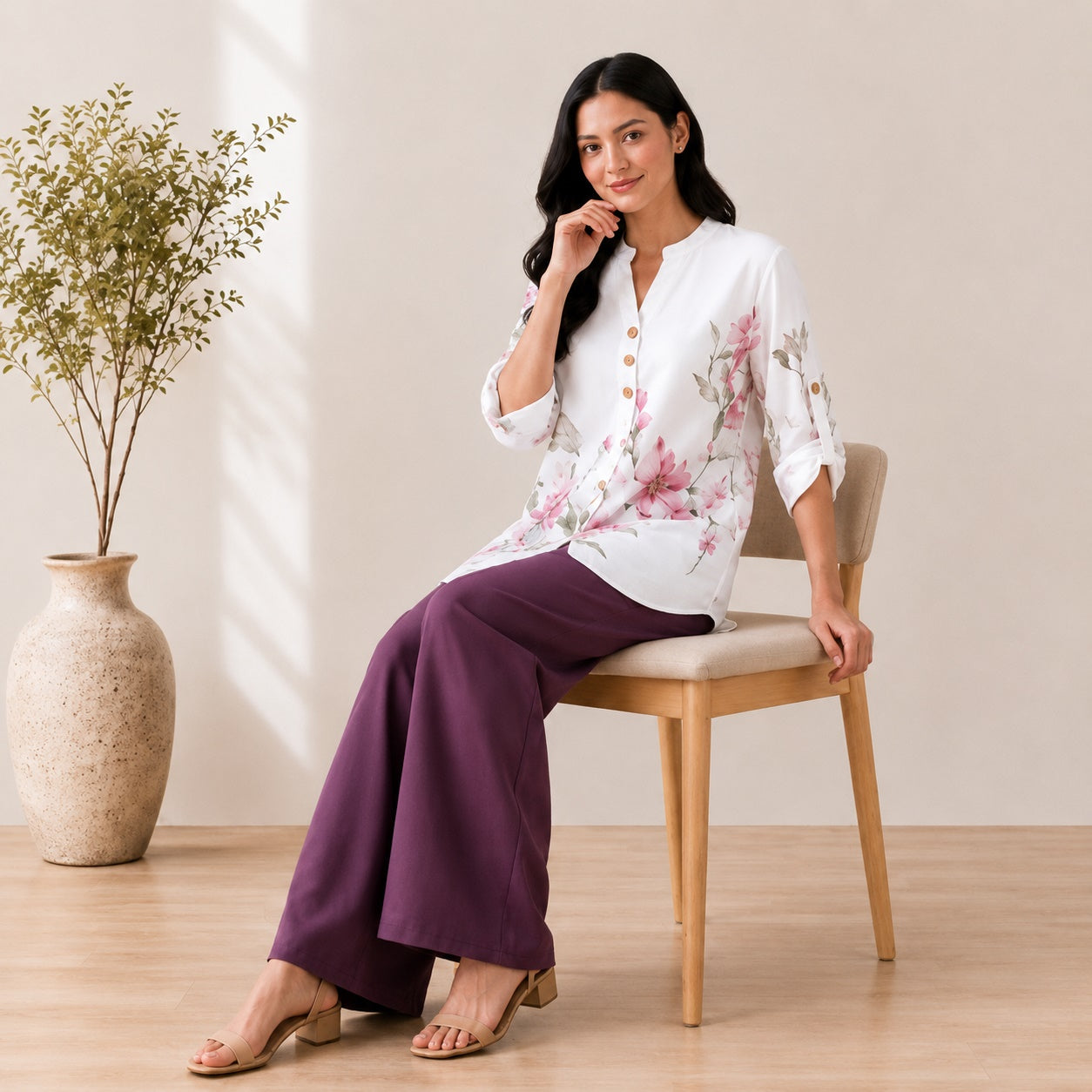 Binara Printed Western Shirt Style Stitched Co-Ord Set! PCS# 01 Dress Code Secondary image