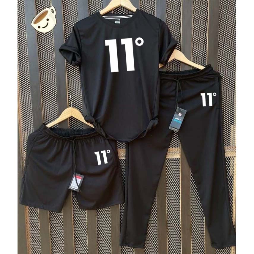 Black 11-Degree Bundle Of 3 Dry-Fit Premium Quality Summer Suit. Main image
