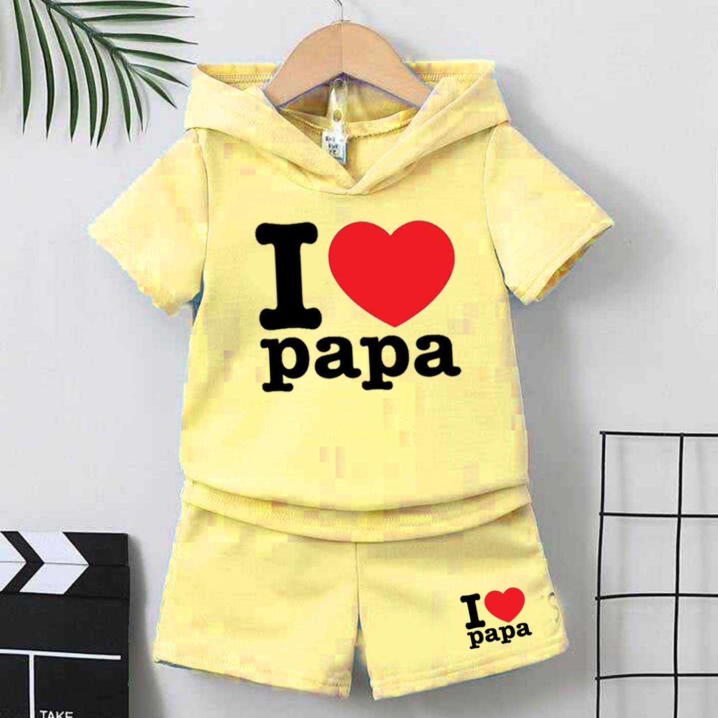 I Love PAPA Kids Hooded Style 2-Pcs Summer Suit. (HOTS+SH) Secondary image