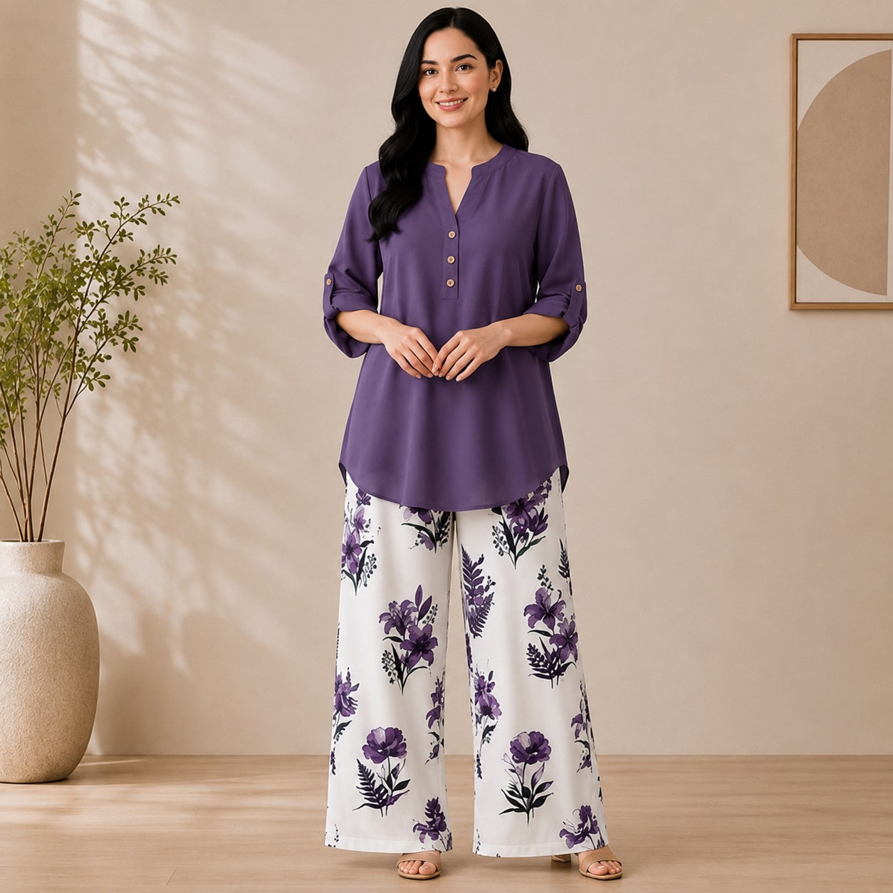 Binara Printed Western Shirt Style Stitched Co-Ord Set! PCS# 43 Dress Code