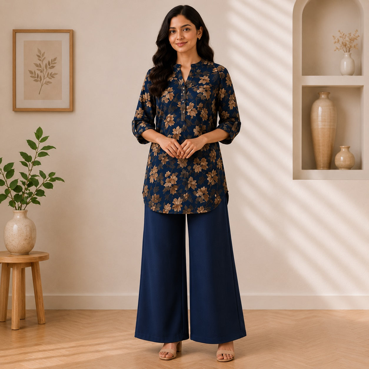 Binara Printed Western Shirt Style Stitched Co-Ord Set!. PCS# 40 Dress Code Secondary image