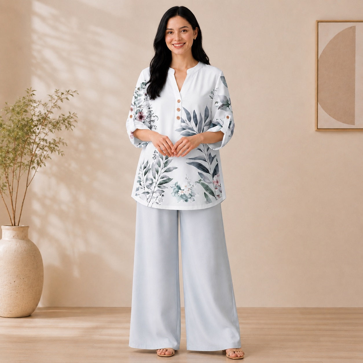 Binara Printed Western Shirt Style Stitched Co-Ord Set! PCS# 16 Dress Code