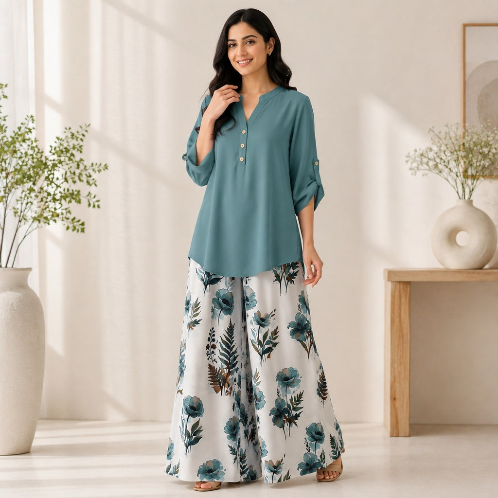 Binara Printed Western Shirt Style Stitched Co-Ord Set!. PCS# 23 Dress Code