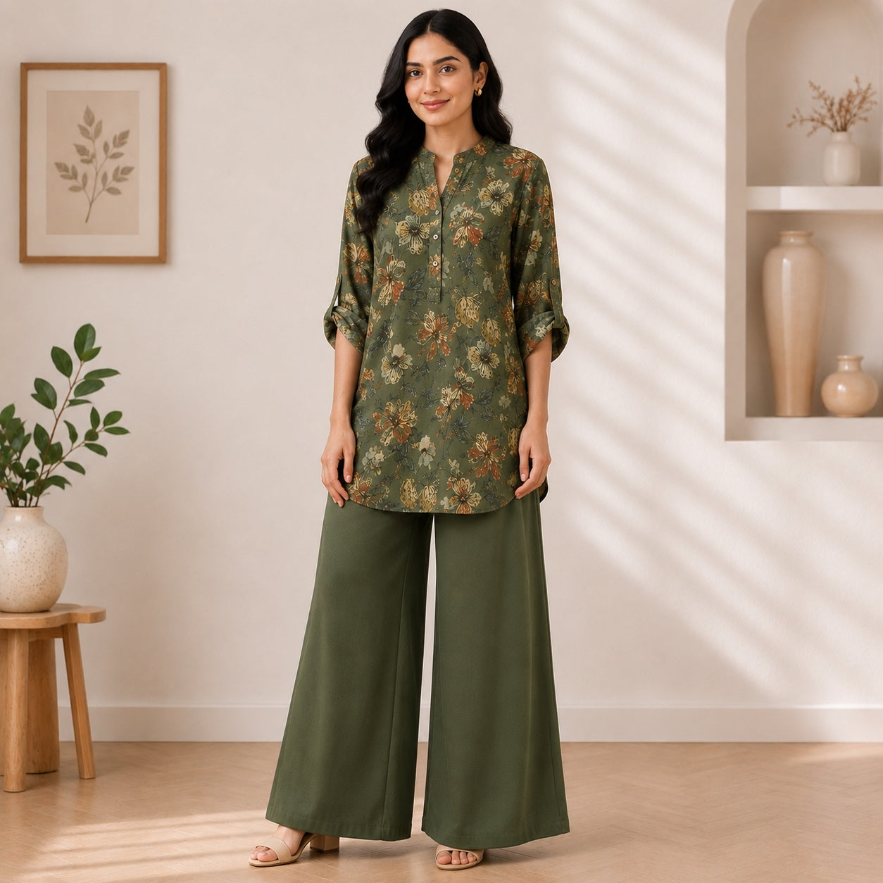 Binara Printed Western Shirt Style Stitched Co-Ord Set!. PCS# 35 Dress Code Secondary image