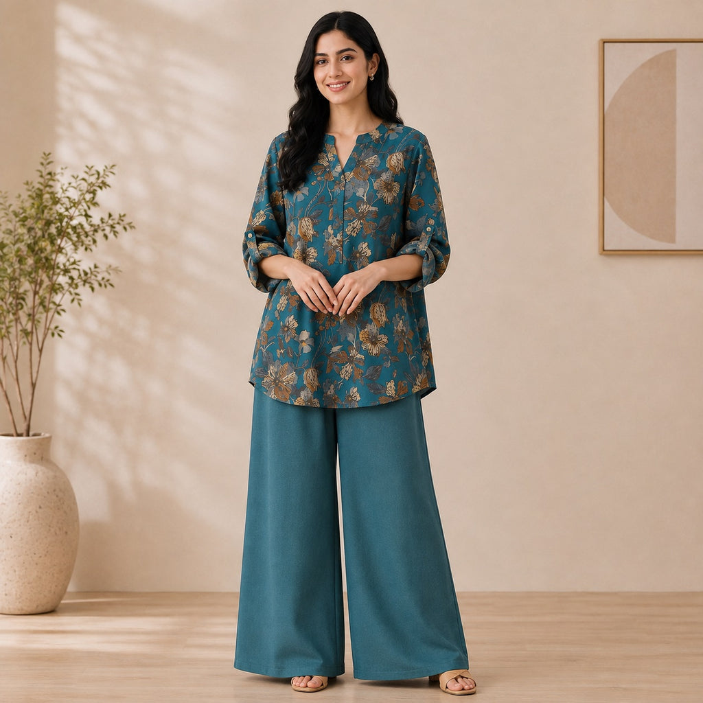 Binara Printed Western Shirt Style Stitched Co-Ord Set!. PCS# 25 Dress Code