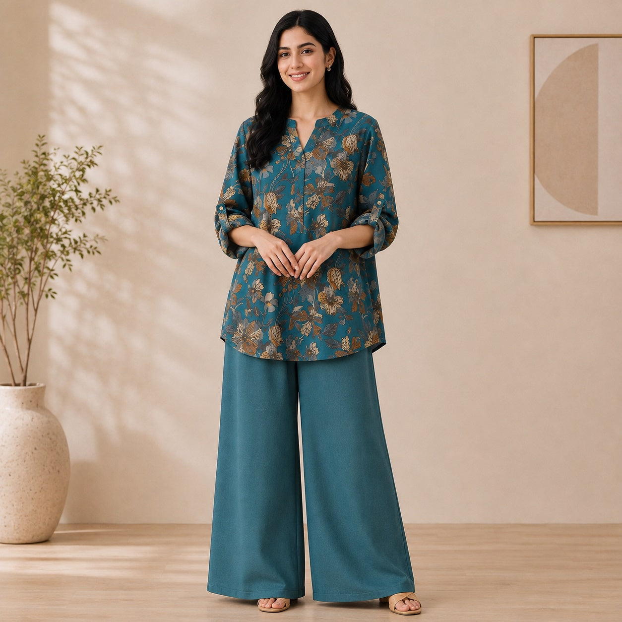 Binara Printed Western Shirt Style Stitched Co-Ord Set!. PCS# 25 Dress Code