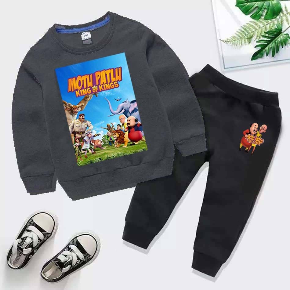 Kids Motu Patlu Printed Sweat-Shirt Style 2-Pcs Winter Track-Suit. Secondary image