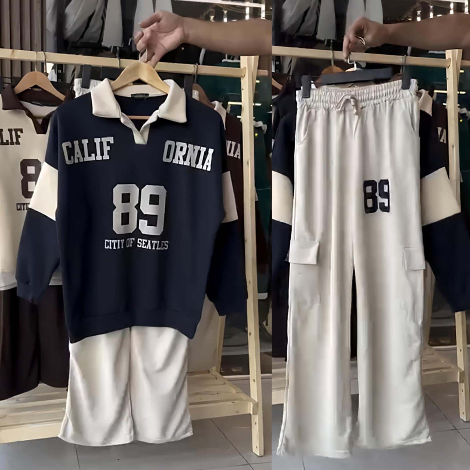 Cali-89 Collar Cargo Style 2-Pcs Winter Tracksuit For Her. WWTS-45 Secondary image