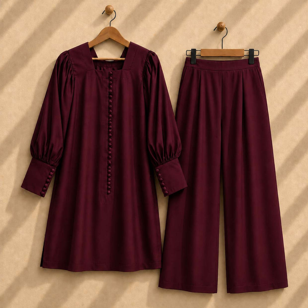 Boski Long Cuff Style Casual 2-Pcs Stiched Suit For Summer's. V2