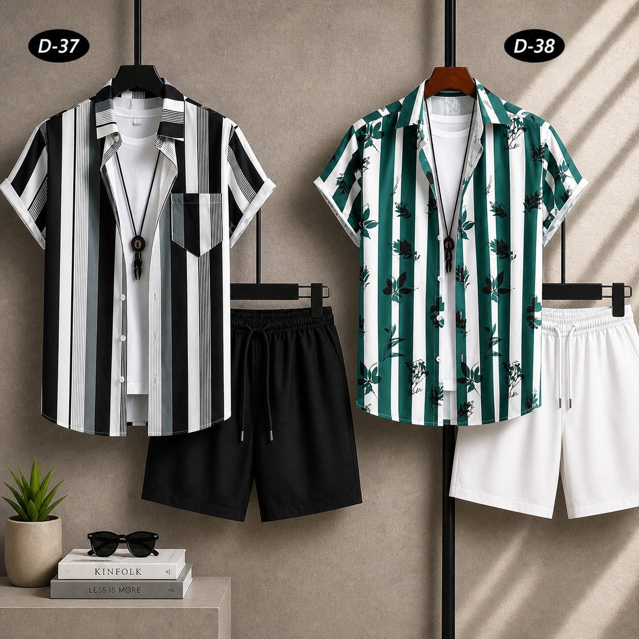 Bundle Of 2 All-Over 3D Printed Dry-Fit 2-Pcs Summer Suit. MS3D-37+38 Main image