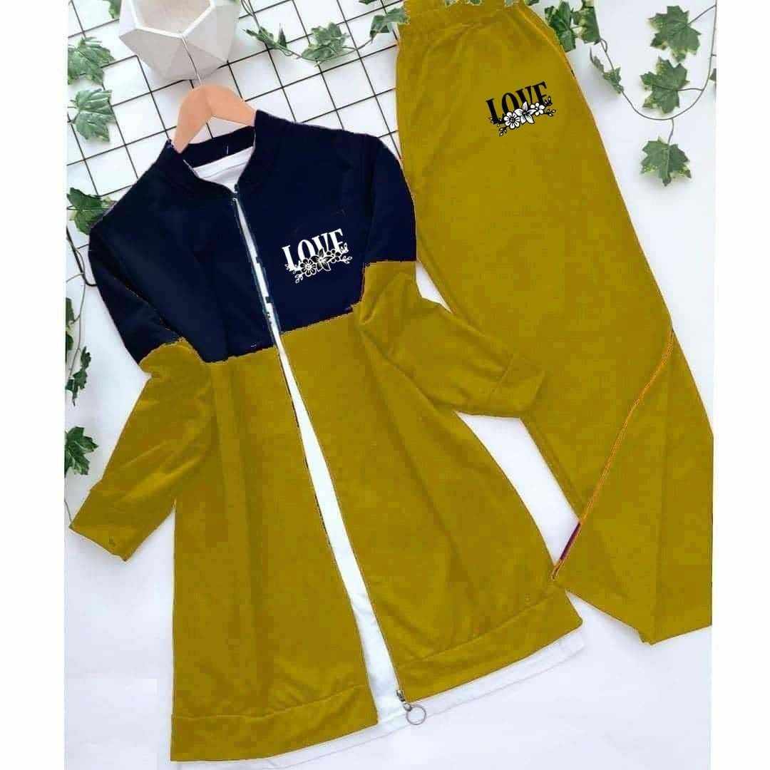 Love Printed Patch-Work Style Long Winter Tracksuit For Her. Secondary image