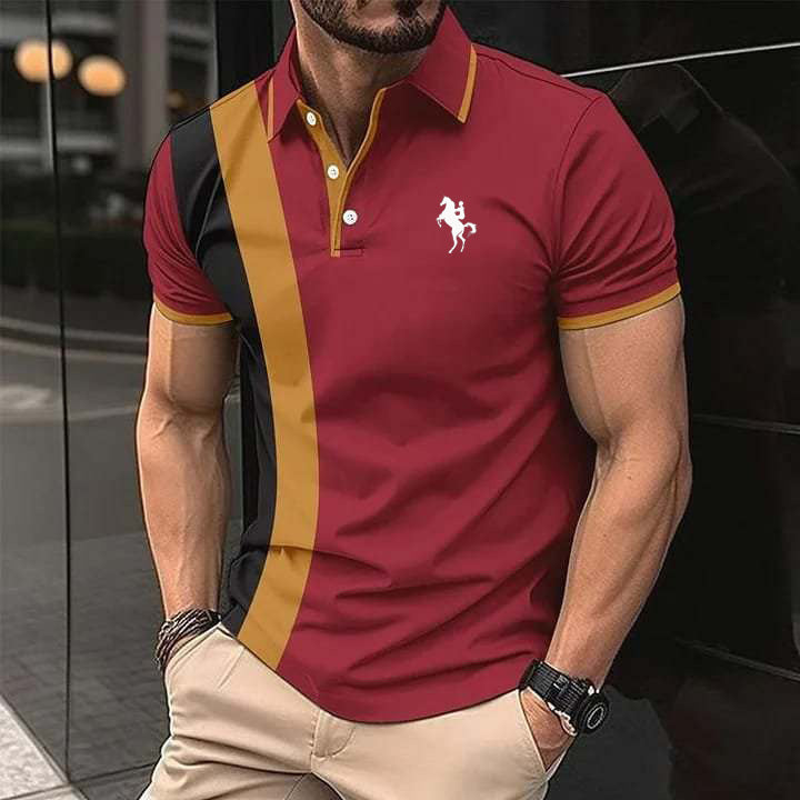 Maroon Dry-Fit 3D Stripe Printed Style Half-Sleeve Polo Summer Tshirt. MS3DP-13 Main image