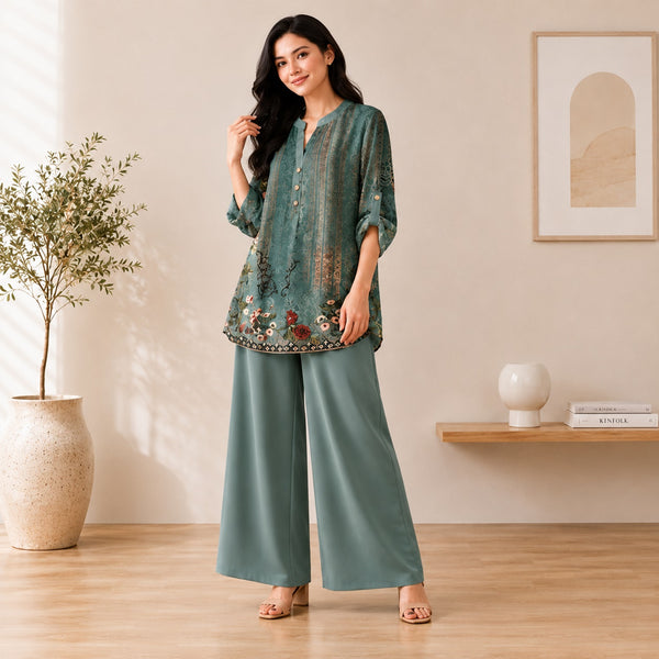 Binara Printed Western Shirt Style Stitched Co-Ord Set!. PCS# 10 Dress Code