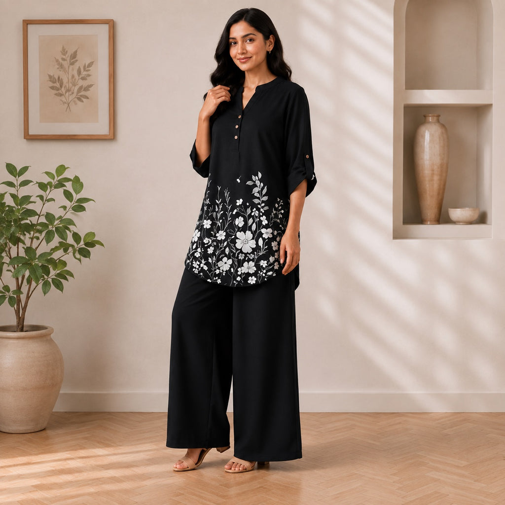 Binara Printed Western Shirt Style Stitched Co-Ord Set!. PCS# 37 Dress Code