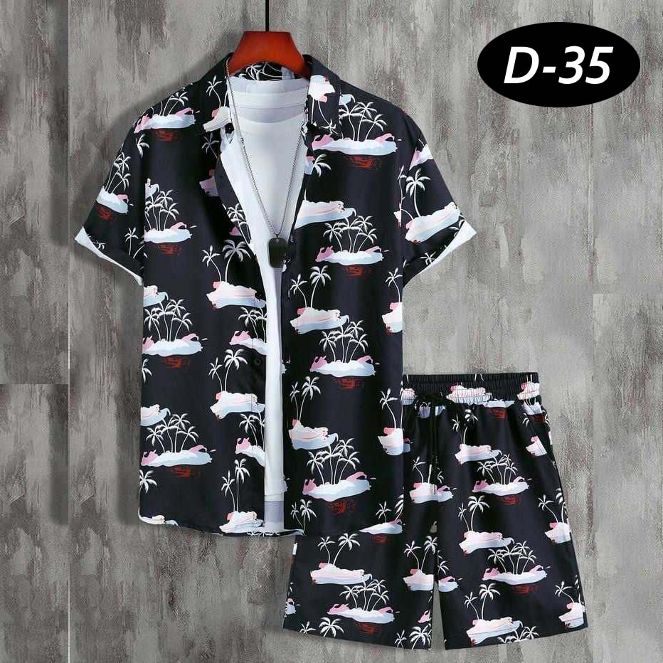 All-Over 3D Printed Premium Quality Dry-Fit 2-Pcs Summer Suit. D-35 Main image