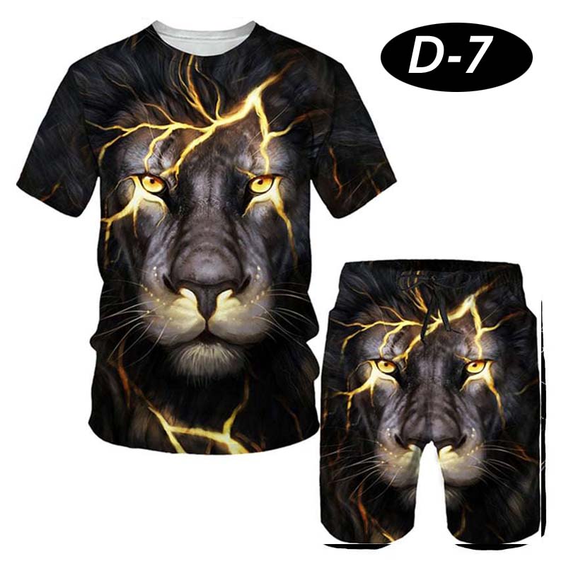 All-Over 3D Printed Premium Quality Dry-Fit 2-Pcs Summer Suit. D-07 Main image