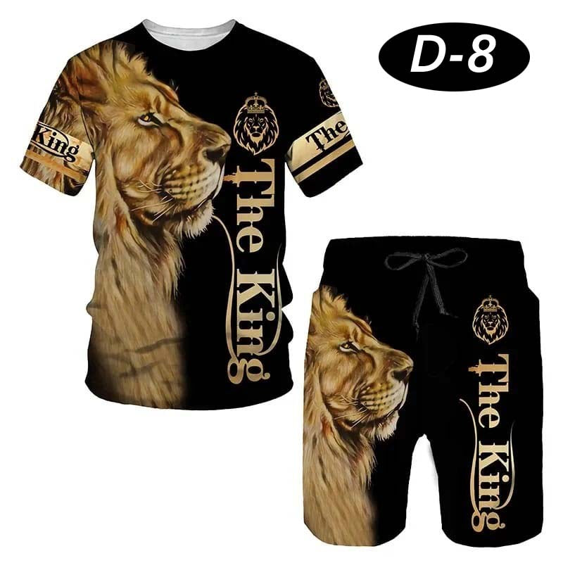 All-Over 3D Printed Premium Quality Dry-Fit 2-Pcs Summer Suit. D-08 Main image