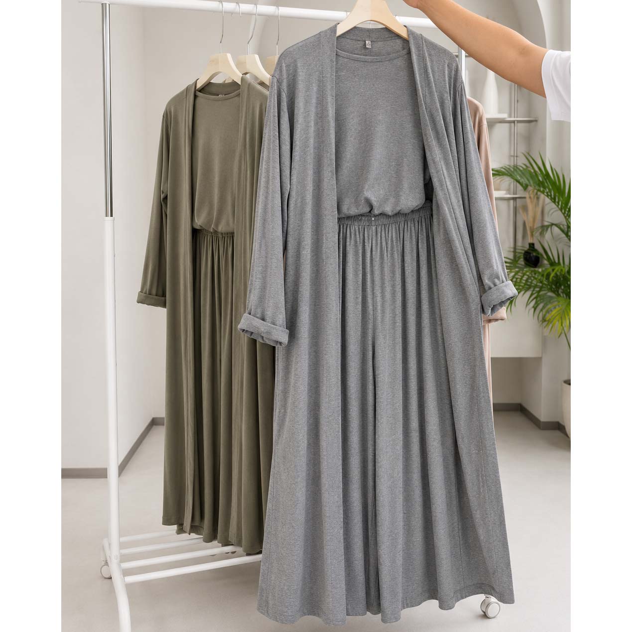 Long Gown Style 3-Pcs Summer Co-Ord Suit. WSTS-11 Main image