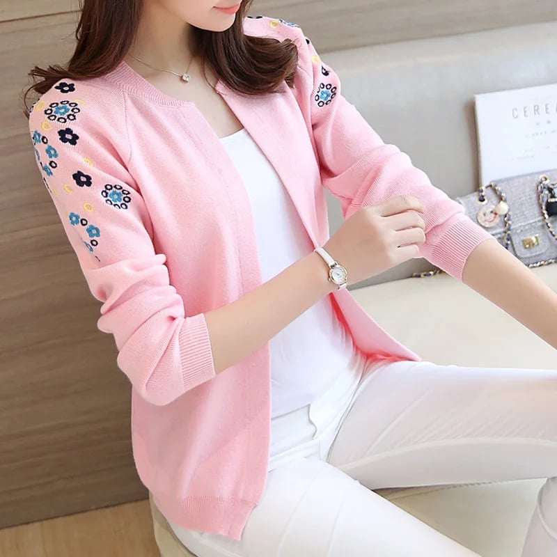 Sleeves Flower Printed Winter Zipper Jacket. Main image