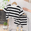 Stripe Style Printed 2-Pcs Summer Suit For Baby & Baba. KSPS-01