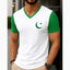 White Contrast Style CT Logo Printed V-Neck Half Sleeve Azadi Tshirt. D-49