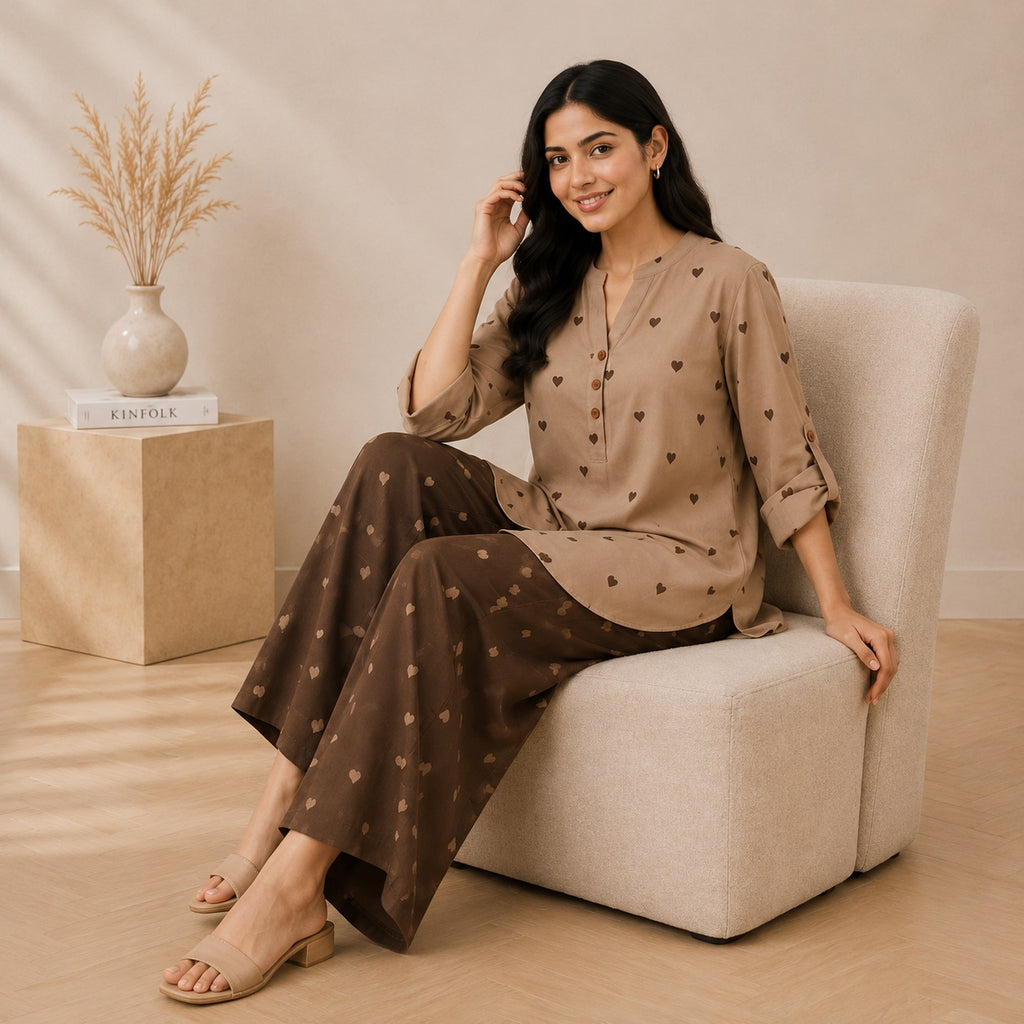 Binara Printed Western Shirt Style Stitched Co-Ord Set!. PCS# 27 Dress Code